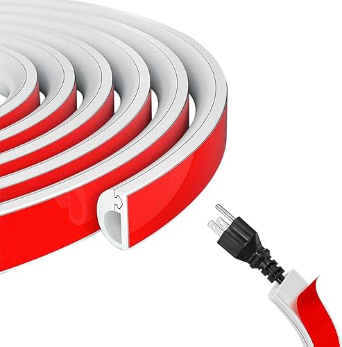 Canalina Passacavi Adesiva, 2m PVC Mini Canalina Portacavi, Passacavi Autoadesiva, Canalina Passacavi Muro, Canali a Cavo Semicircolare, Copricavo Flessibile per pareti e pavimenti, 14mm×10mm - Honorern