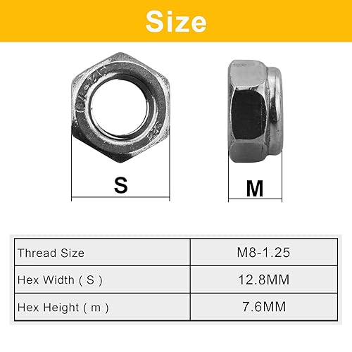 Confezione da 10 dadi autobloccanti a forma bassa, dimensioni: M8, DIN 985, dadi di bloccaggio in acciaio inox A2 V2A - Honorern