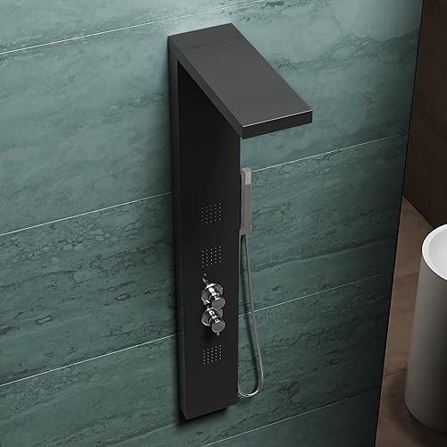 TACO Mizar Colonna Doccia Multifunzione Acciao, Pannello in Acciaio Inox 304, Miscelatore Termostatico con Deviatore 4 Funzioni - Honorern