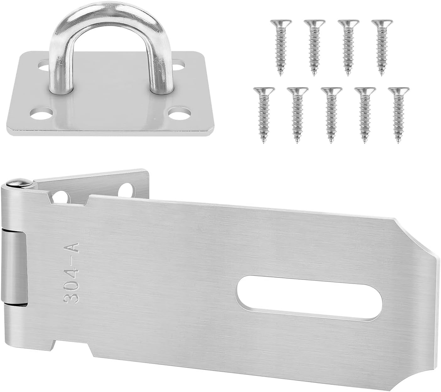 Lucchetto Hasp 4 pollici, lucchetto hasp, serratura in acciaio inox, dispositivo di blocco hasp di sicurezza con viti per lucchetto, porta in legno, armadio, porta finestra, cancelli - Honorern