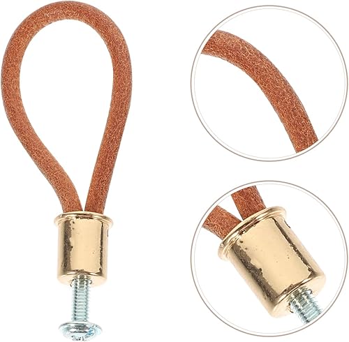 Mikikit Maniglia in Pelle Con Corda Per Armadio, Maniglia Per Porta E Mobili, Stile Vintage, Facile Installazione, 6.5x1.5x1.2cm - Honorern