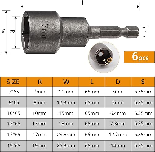 12 Pezzi Bussole per Avvitatore 7 mm Chiavi a Bussola per Avvitatore 1/4 Pollice Chiavi Esagonali a Bussola Magnetico Set Inserti Avvitatore per Avvitatore a Percussione Trapani a Mano - Honorern