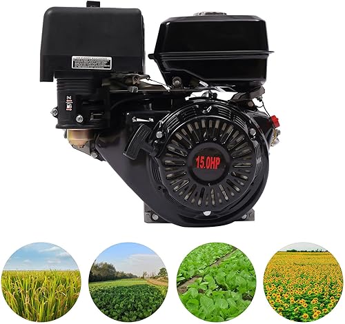 Motore a benzina monocilindrico a 420 cc, 4 tempi, 15 cv raffreddato ad aria, motore industriale, 9000 W, 3600 rpm, con allarme dell'olio - Honorern