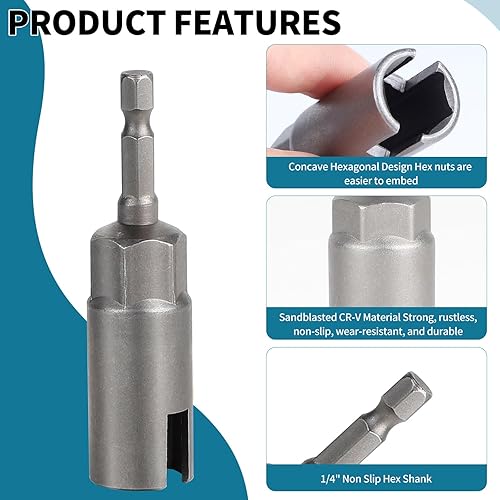 3 pezzi Cacciavite per Dadi Gambo Esagonale, 10mm&12mm&16mm Giraviti per dado ad aletta, dadi esagonali da 1/4 ', 1/4 pollice chiavi a bussola esagonali Acciaio - Honorern