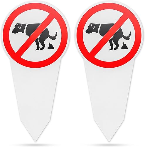 Cartello a innesto 'Qui non c'è la lettiera del cane!', 2 pz, 30,75 x 15 cm, cartello in PVC spesso 2,7 mm con picchetto a terra, Cartello 'Non c'è il cane', Cartello di avvertimento per feci di cane - Honorern