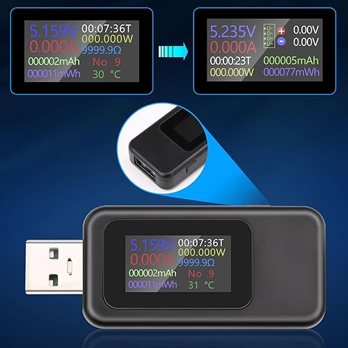Tester USB A Tester di ricarica del telefono Strumento di misura Voltmetro Multimetro USB Amperometro Tester di tensione e corrente 4-30 V 0-6,5 A PD QC Misuratore di potenza USB - Honorern
