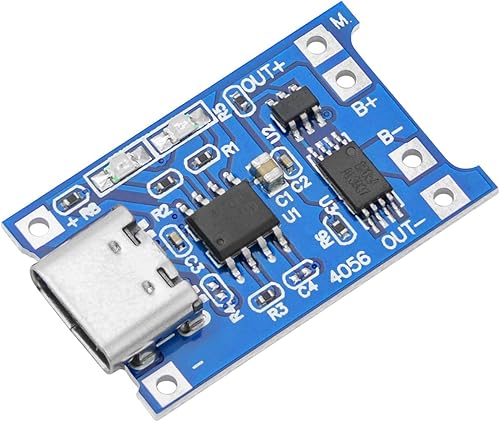 TP4056 Modulo di carica della batteria – USB tipo C, circuito di protezione, indicatori LED – Indispensabile per batterie a celle singole agli ioni di litio o LiPo - Honorern