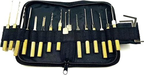 TPM Go 18 strumenti per grimaldelli con manico rotondo, Oro, per serratura della porta del Regno Unito rapidamente - Honorern