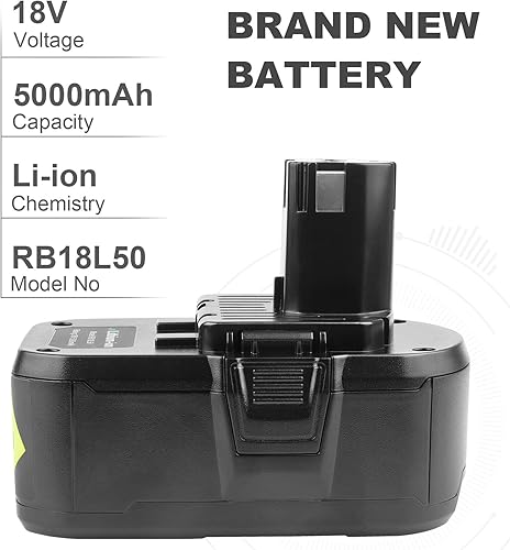 RB18L50 18V 5Ah Batteria di ricambio per Ryobi 2 pacchetti con caricabatterie a doppia porta di ricambio per Ryobi P117 12V-18V One Plus Series USB per Ryobi P107 P108 RB18L15 RB18L40 - Honorern