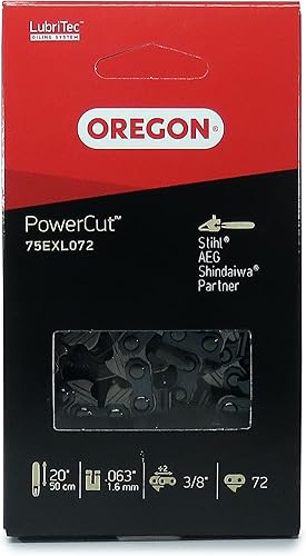 Oregon PowerCut 22LPX Catena per Motosega con Passo da 3/8', Calibro .063' (1,6 mm) con Taglienti Full Chisel, Barra da 50 cm (20') e 72 Maglie, Compatibile con AEG, Carver e Stihl - Honorern