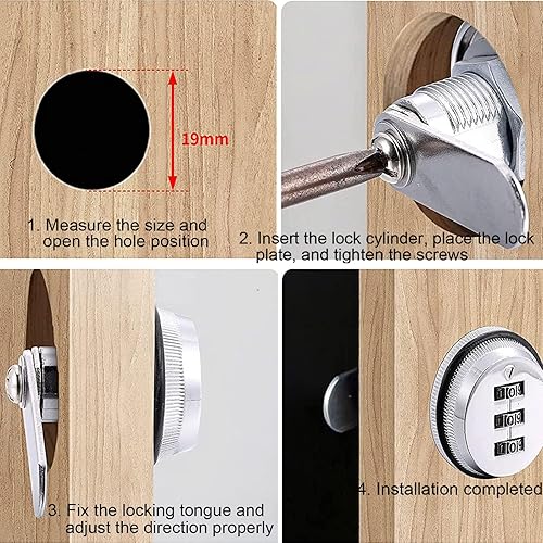 2 Pezzi Serratura a Camma con Combinazione, Cifre Serratura Armadietto Password Serratura, Serratura a Combinazione per Cassetti, per Cassetta del Cassetto del Cabinetto (Nero) - Honorern
