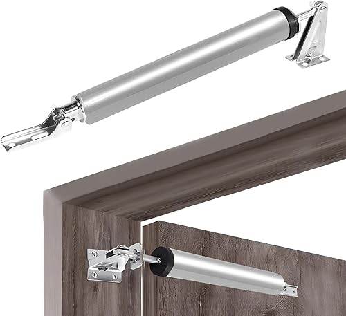 Chiudiporta Automatico,Chiudi Porta Automatico Pneumatica Silenziosa con Velocità di Chiusura Regolabile,Chiusura Porta per Porte Esterne Montaggio a Soffitto o Laterale,Chiudiporta Argento - Honorern