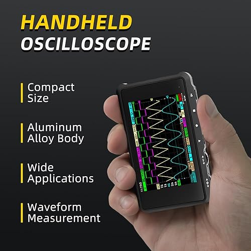 MINIWARE Oscilloscopio Portatile DS213 Portatile Mini Dimensioni Palmare, Batteria Ricaricabile Integrata, 4 Canali, Larghezza di Banda 15 Mhz, Oscilloscopio Entry Level per Principianti - Honorern