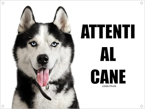 SIBERIAN HUSKY attenti al cane mod 3 TARGA cartello IN METALLO (15X20) - Honorern