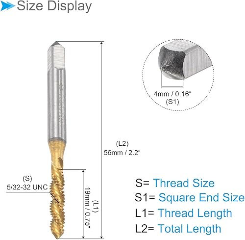 Maschio Filettatura Spirale Dimensione Filettatura 5/32-32 Unc 3 Flauti Strumento Maschiatura Acciaio Alta Velocità - (Applicazioni: Forare Fori e Materiali Adesivi) - Honorern