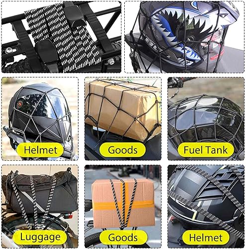 5 Pezzi Corda Elastica,Elastico Portapacchi Bicicletta,Cinghia Elastica Moto,Rete Elastica,Corde Elastiche Con Gancio per Portapacchi,Portabagagli,Moto - Honorern
