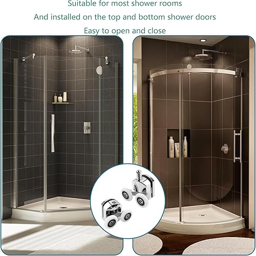 8pcs Rullo Della Porta Doccia, Impermeabile e Durevole,4 Set Rulli Per Porta, Box Doccia Diametro e' 23 mmm, Rulli per La Scorrevole Della(4 Rulli Superiori e 4 nferiori) - Honorern