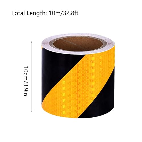 Nastro riflettente, 10 cm x 10 m, impermeabile, nastro di avvertimento autoadesivo, nastro di sicurezza per veicoli, auto, rimorchi, esterni, rosso e bianco - Honorern