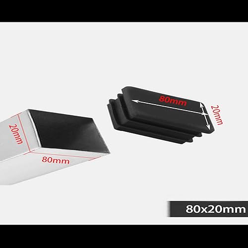 Zaky Tappi rettangolari in plastica per tubi, 80 x 20 mm, per tubi rettangolari e sedie, 20 pezzi - Honorern