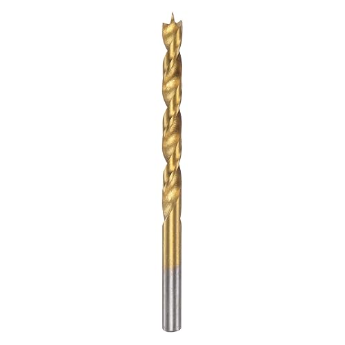Punta Trapano Brad Point 5.5mm(7/32') Dia Dritto Codolo Tondo Punta Trapano Metrica Brad Point Spirale Punta Elicoidale per Falegname Lavorazione Legno Gomma, Dorato - Honorern