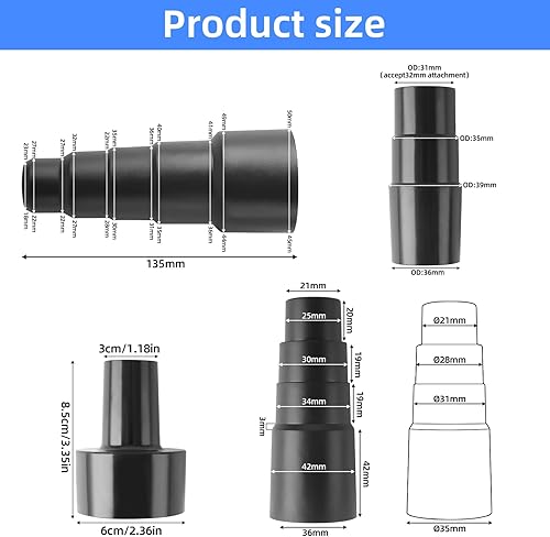 4 Pezzi Adattatore per Aspirapolvere, Aspirapolvere Tubo Adattator Connettore Flessibile Nero, Universale Adattatore per Tubo Connettore Accessori - Honorern