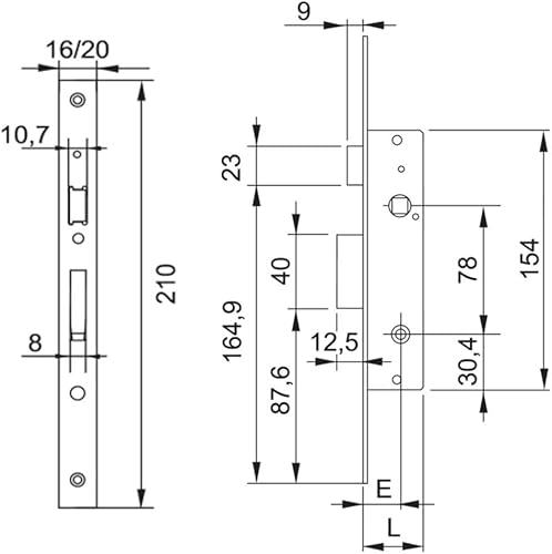 Serrature per serramenti alluminio 'FIAM' FIAM SERR.ART.901K 1 MAN+SCR.ENT.16 - Honorern