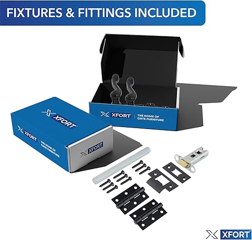 Smith's Range Fleur De LYS - Set completo di maniglie per porte, chiavistello tubolare da 65 mm e cerniere da 75 mm, set di maniglie rustiche per porte interne in legno. - Honorern