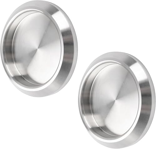 Confezione da 2 maniglie autoadesive per porta dell'armadio, maniglia scorrevole rotonda in acciaio inossidabile, maniglie da incasso per armadietti da cucina, maniglia invisibile, grigio - Honorern
