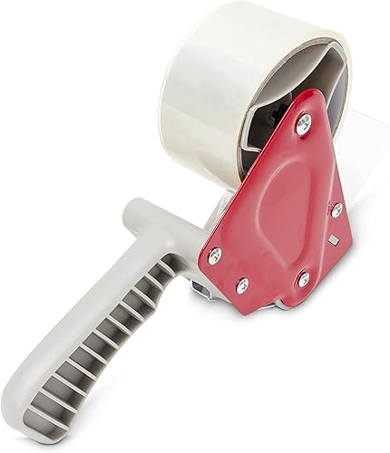 Relaxdays 10018969 Tendinastro, Dispenser Manuale Nastro Adesivo da Imballaggio, Porta-Rotolo 50mm, Rosso / Grigio - Honorern
