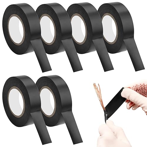 6 Rotoli Nastro Isolante Nero,18 mm x 20 m Nastro Isolante Elettricista,Nastro Isolante Impermeabile per Elettricisti,Nastro Isolante Elettrico,600 V,Nastro Isolante per Manutenzione Elettrica - Honorern