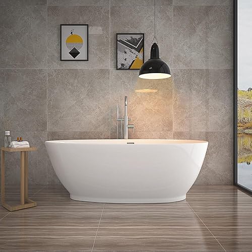 vasca da bagno freestanding - DELIA, bianco - dimensioni: ca. 180 x 90 x 58 cm - capacità: 270 litri, inclusa protezione troppopieno, sifone e chiusura I Spa, per 2 persone. - Honorern