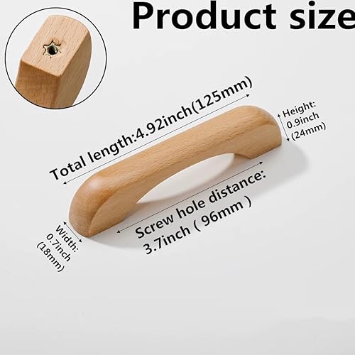 6 Pezzi Maniglie da cucina in legno, 64mm Hole Centers, Cassetto in legno Pull Kitchen Cabinet Maniglie - Honorern