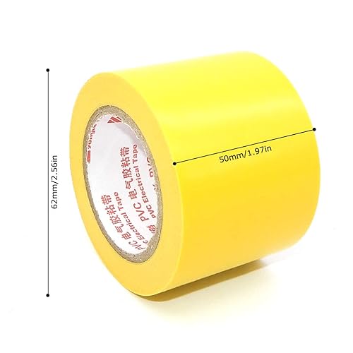 2 rotoli di nastro isolante elettrico in PVC ignifugo, impermeabile e isolante, 50 mm x 15 m, Giallo - Honorern