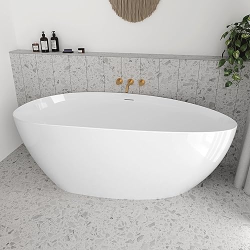 Vasca da bagno freestanding moderna centro stanza in acrilico 170 x 80 (Bianco Lucido) - Honorern