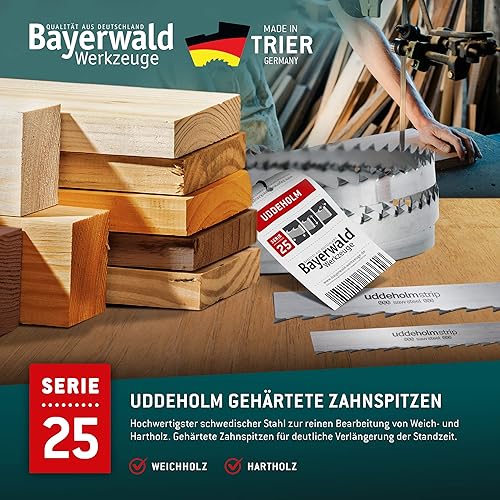 Bayerwald Uddeholm - Lama per sega a nastro temprata, 3500 x 25 x 0,6 x 8, per tutti i tipi di legno/sega a nastro adatto per Bernardo e molto altro ancora. - Honorern
