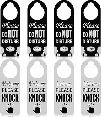 4 Pezzi Segno del Gancio della Porta Do Not Disturb, Segno Porta Gancio Segno da Appendere alla Maniglia della Porta, Segno Welcome Please Knock per Ufficio Bagno, Casa, Sala Conferenze - Honorern