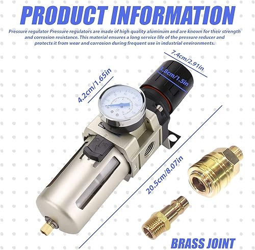 Riduttore di pressione 3/8', riduttore di pressione dell'aria compressa, riduttore di pressione da 3/8', aria compressa con attacco rapido, separatore ad aria compressa - Honorern