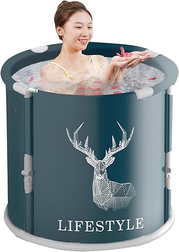 Vasca Da Bagno Pieghevole Per Adulti,Vasca Da Bagno Pieghevole Portatile,Vasca Da Bagno Indipendente Con Cuscino, Vasca Da Bagno Calda Con Ghiaccio, Vasca SPA Per Doccia, Vasca Da 70cm*65cm - Honorern