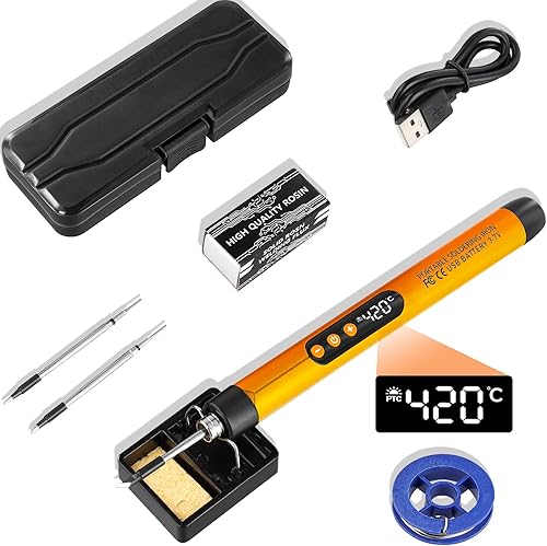 Set di saldatori batteria con display LCD Saldatore ricaricabile USB Temperatura regolabile Con tre punte di saldatura Ampiamente utilizzato per la saldatura di circuiti stampati - Honorern