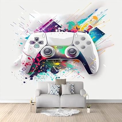 Carta da parati Gamepad Graffiti 200x140 cm Fotomurali Murale alla moda Decorazione da Muro Poster Gigante Design Carta per pareti Ornamento - Honorern