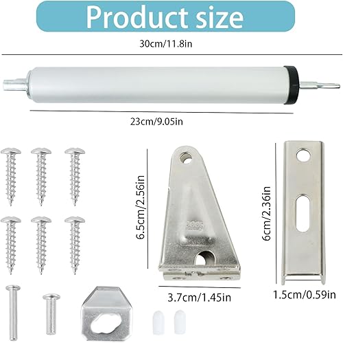Chiudiporta Automatico,Chiudi Porta Automatico Pneumatica Silenziosa con Velocità di Chiusura Regolabile,Chiusura Porta per Porte Esterne Montaggio a Soffitto o Laterale,Chiudiporta Argento - Honorern