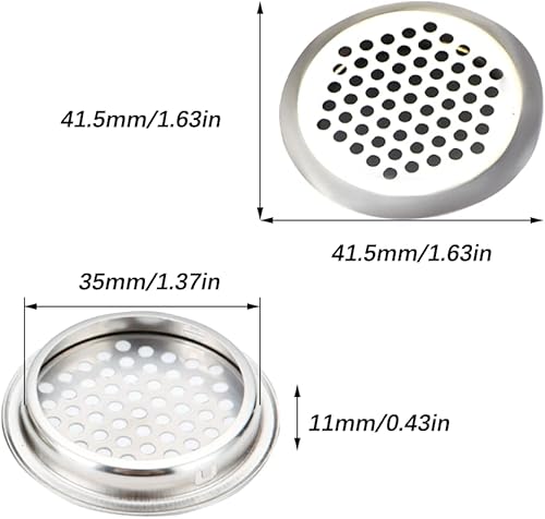 Griglia di ventilazione, 4 Pcs Griglia di Ventilazione Circolare, Acciaio Inox Rotondo Griglia di Ventilazione, per Armadi, Guardaroba, Librerie, Ecc - Honorern