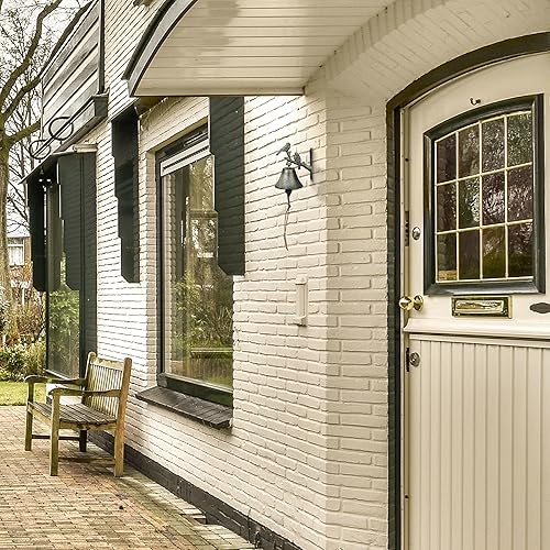 Relaxdays Campanella da Parete in Ghisa, Campana da Appendere, con Corda, Design Vintage, 20 x 10 x 13 cm, Verde Scuro - Honorern