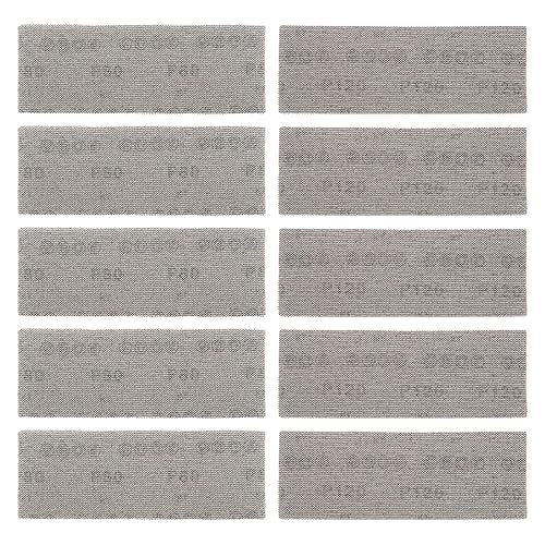 10Pcs Fogli Abrasivi In Rete 70x198 Mm Cuscinetti Per Levigatrice Con Gancio E Anello Grana 80/120 Carta Vetrata Per Lucidatura Molatura Per Levigatrice Orbitale Blocco Abrasivo Manuale - Honorern