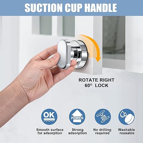 Maniglia a Ventosa, Forte Ventosa Pull Maniglie, Adatta per Porte Scorrevoli, Vetri, Cassetti, Armadi, Bagni e Frigoriferi, Senza Bisogno di Forare, 2 Pezzi - Honorern