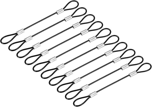 TOP-VIGOR 10 cavi di sicurezza da 10 cm, diametro 2 mm, in acciaio inox, con doppio anello per esterni, cancelli, palchi, bagagli, valigie, 10 cm - Honorern