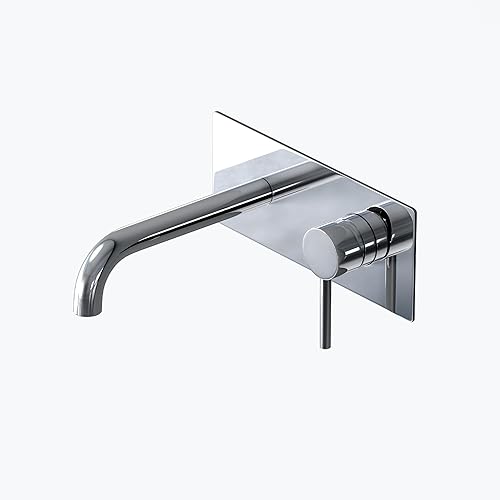 Mai & Mai Miscelatore per Lavabo a Muro, Rubinetto Lavabo a Parete per bagno WA112 con Corpo a Incasso (Argento) - Honorern