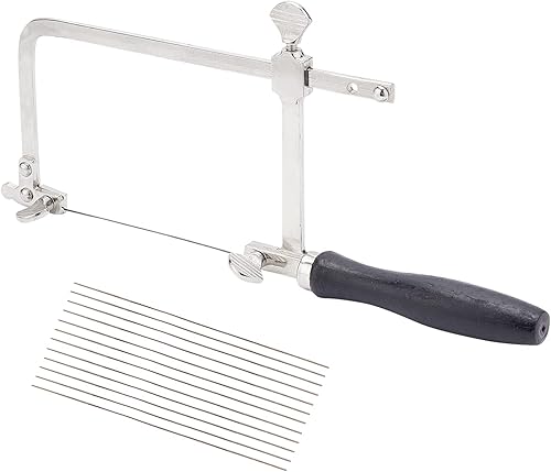 PandaHall Sega a Forma di U, Telaio per Sega Regolabile con 12pz Lame Seghe a Spirale Professionale Perno con Scanalatura a U con Morsetto Sega in Metallo per Legno Plastica Cartone Gioielli - Honorern