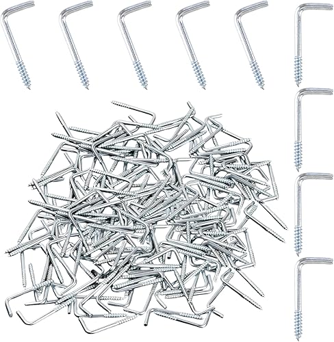 Elkuaie 100 ganci a vite, ganci a forma di L, viti, ganci ad angolo retto, gancio a vite in acciaio al carbonio, gancio ad angolo retto a forma di L, gancio a vite zincato blu - Honorern
