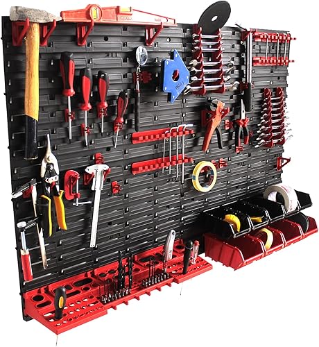IMJ-Global Pannello porta attrezzi portautensili organizza da lavoro officina garage minuteria Set Supporti Ganci per attrezzi da parete muro (MIX3 116x78CM) - Honorern
